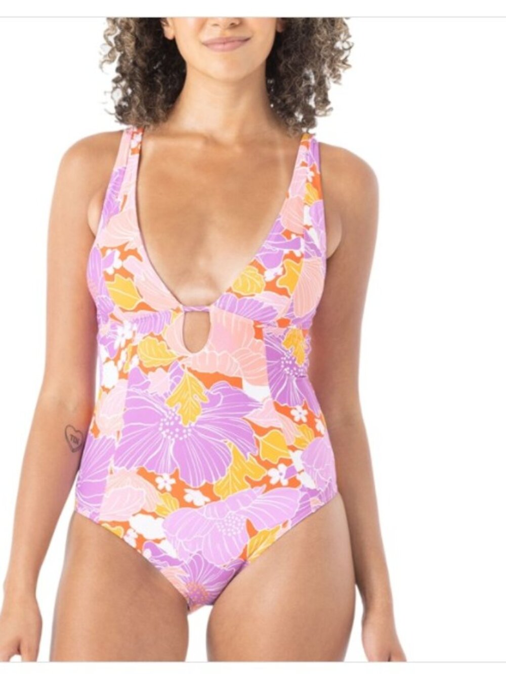 Roxy Juniors' Bell Bottom Blooms One-Piece Swimsuit - Purple